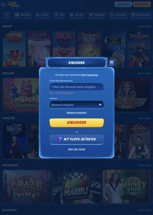 Acceso cuenta jugador seguro SG Casino